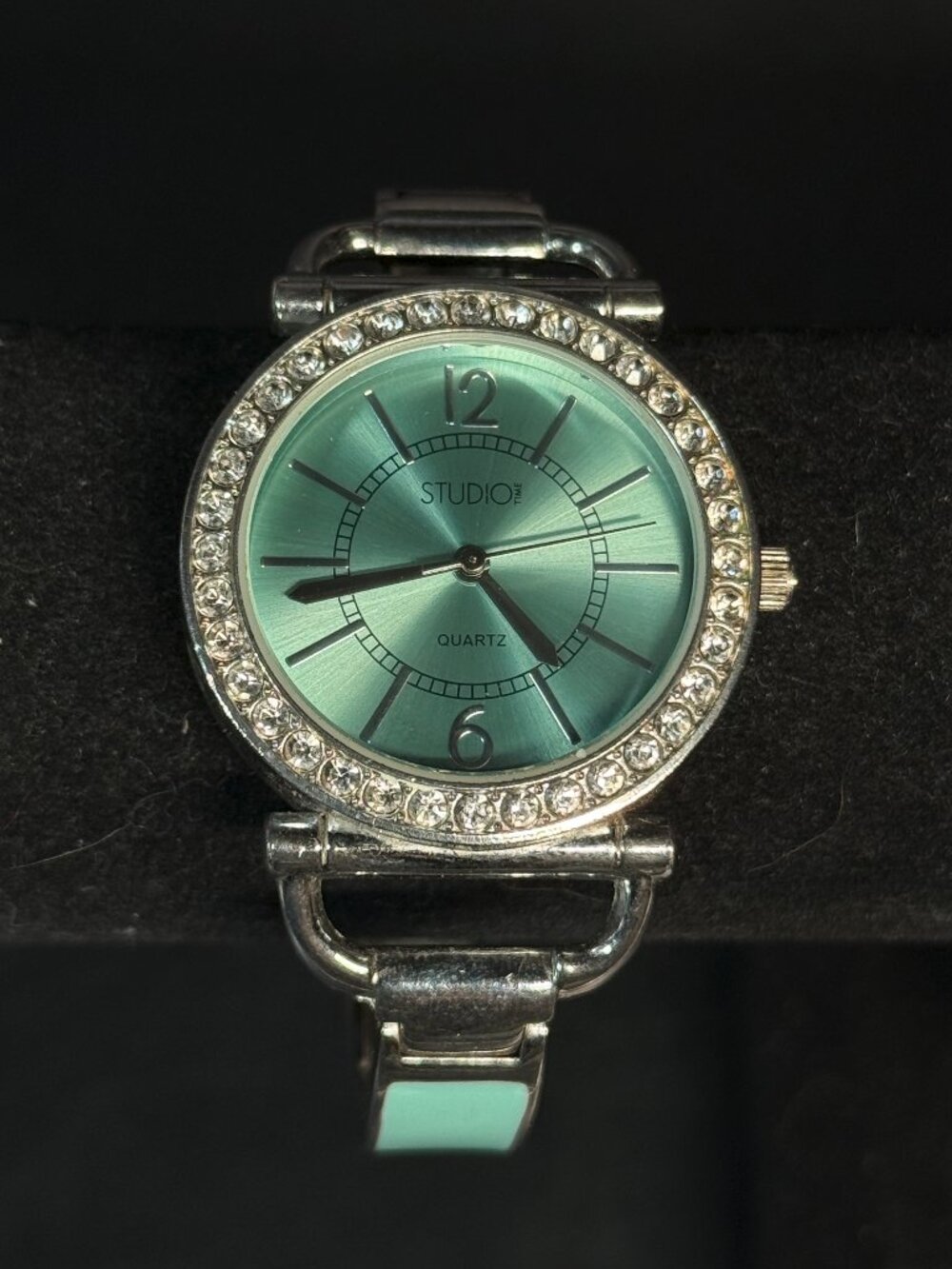 Studio Time Aqua Cuff Bracelet Watch Crystal Bezel Singapore Movt New Battery